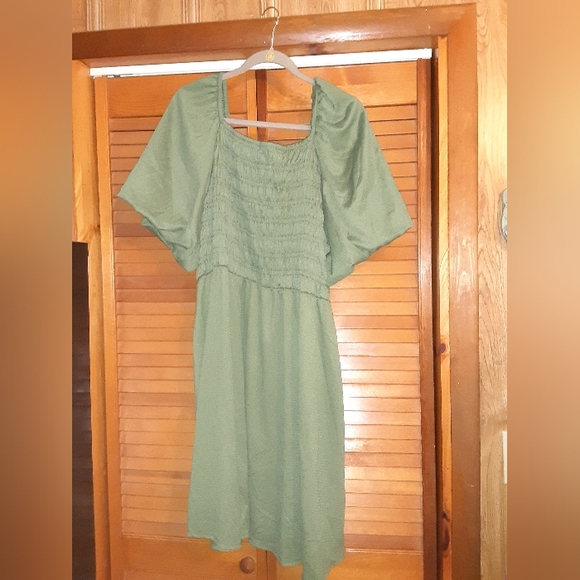 Lularoe Alina Dresses & Skirts - Lularoe Alina 3xl Sage Green Knee Length Dress Peasant style smocking